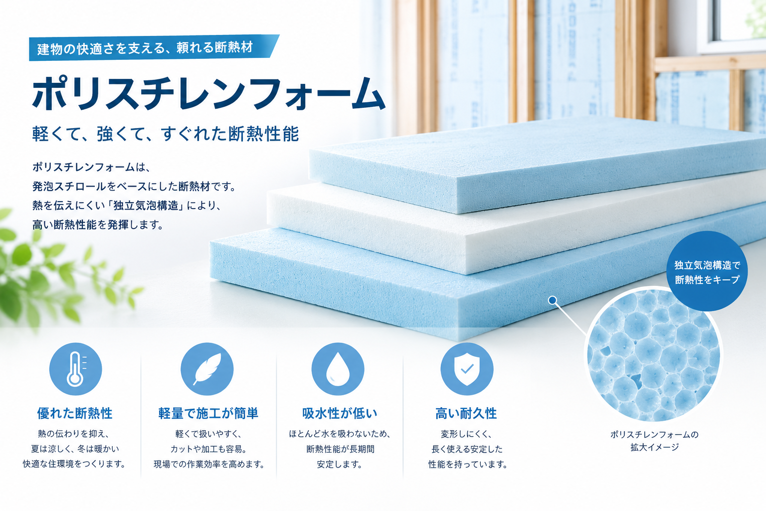 断熱材「ポリスチレンフォーム」の特徴とは？種類ごとの違いや加工・施工時の注意点を徹底解説